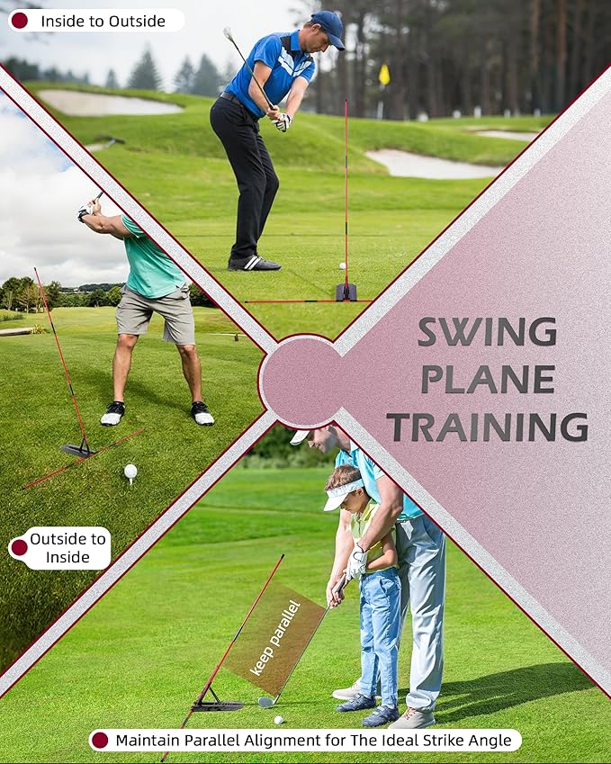 Golf Alignment Sticks, Golf Swing Trainer with Angle Plate/Holder Sets, Posture Corrector Golf Trainging Aid, Swing Plane Trainer for Aiming, Putting, Swing/Professional Golf Practice Tools