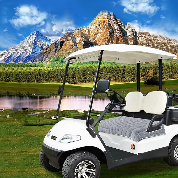 YOKYHOM Golf Cart Seat Covers, Supreme Comfort Golf Cart Seat Towel Blanket, Heavyweight Deep-Pile, Fits EZGO, Yamaha, Club Car and More 2-Seat Carts, 50"x 27.5", Light Gray