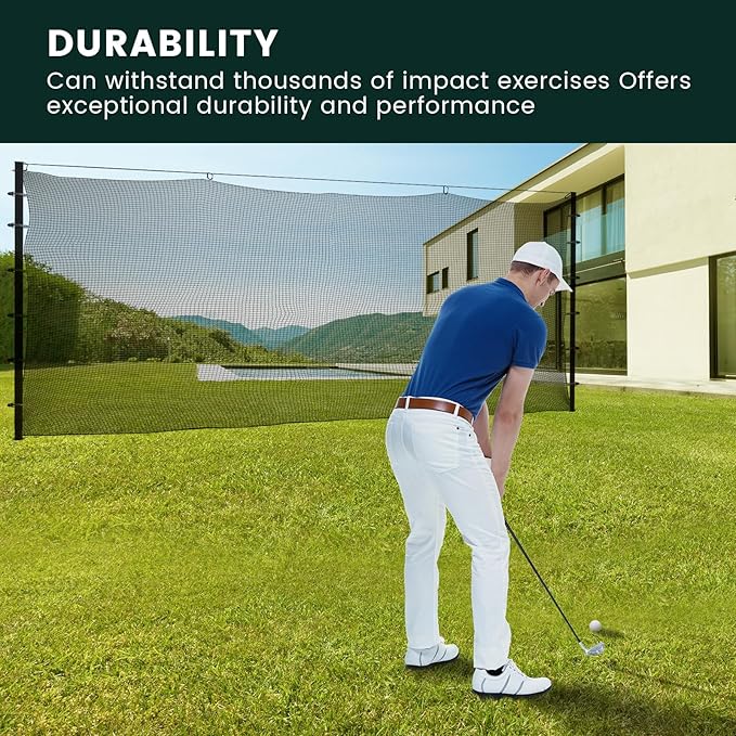 Sports Netting,Golf Practice Net Hitting Net with 33Feet Nylon Rope Also for Baseball, Hockey, Soccer, LAX and More - 10x10ft/10x15ft/10x20ft/10x25ft/10x30ft/10x40ft/10x55ft
