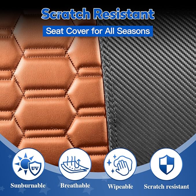 NOKINS Golf Cart Seat Covers, Fit for Club Car DS 2000.5-Up OEM Standard Front Seat Cushion, Club Car DS Accessories Vinyl Seat Covers, No Nails Required (Carbon Fiber Dark Brown&Black)