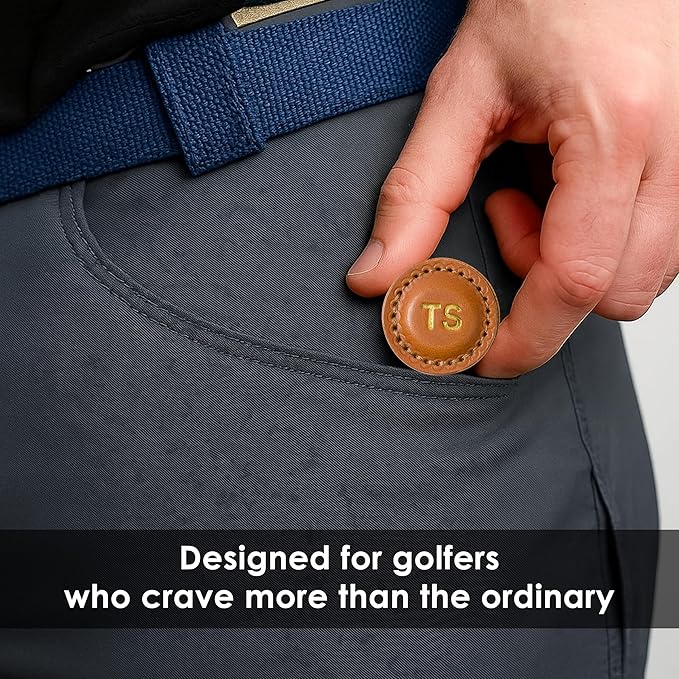 Northwind Personalized Leather Golf Ball Markers (Set of 2) – Monogrammed Full Grain Genuine Leather, Debossed & Handmade in USA – Custom Golf Accessories, Unique Premium Gifts for Men, Dad & Golfers