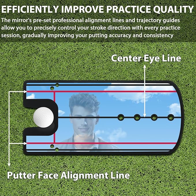 Golf Putting Training Mirror, Portable Indoor Outdoor Training Aid for Swing Posture, Ball Path & Stroke Accuracy Improvement