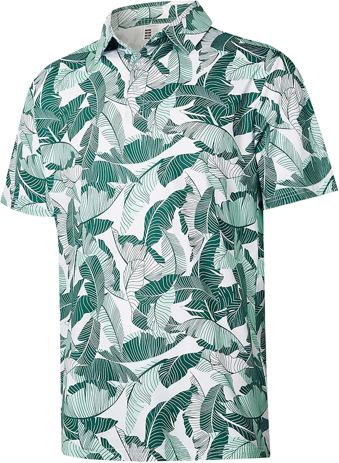 zeetoo Men's Polo Shirts Hawaiian Golf Polos Shirts Short Sleeve Performance Moisture Wicking Mens Golf Shirts