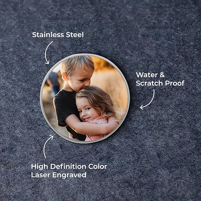 Personalized Golf Ball Marker - Custom Photo & Engraving Golf Ball Marker for Men & Women, Customizable Golf Ball Marker with Photo, Golf Gifts, 3/4 in x 3/4 in, Stainless Steel or Yellow Gold Plated