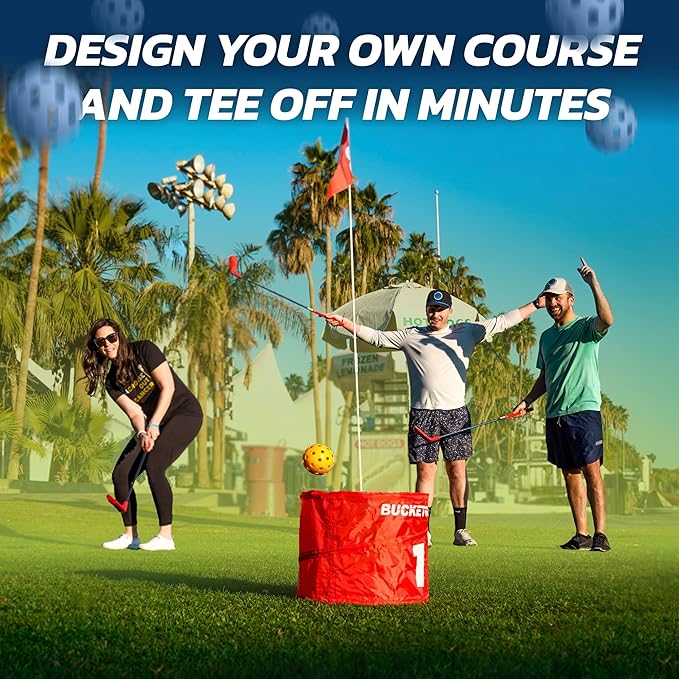 bucketgolf Original Game 3-Hole Travel Set – #1 Backyard Golf Game for Adults. Ideal for Yard, Beach, Park, Camping, and Outdoor Fun