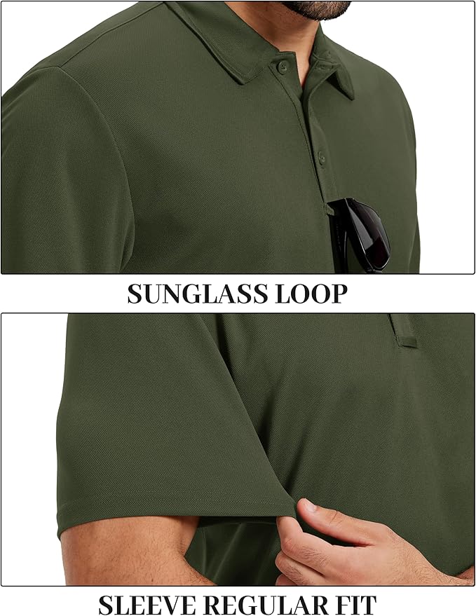 TACVASEN Mens Polo Shirts Short Sleeve Dry Fit Performance Breathable Golf Shirt with Collar Tennis Casual Business Work