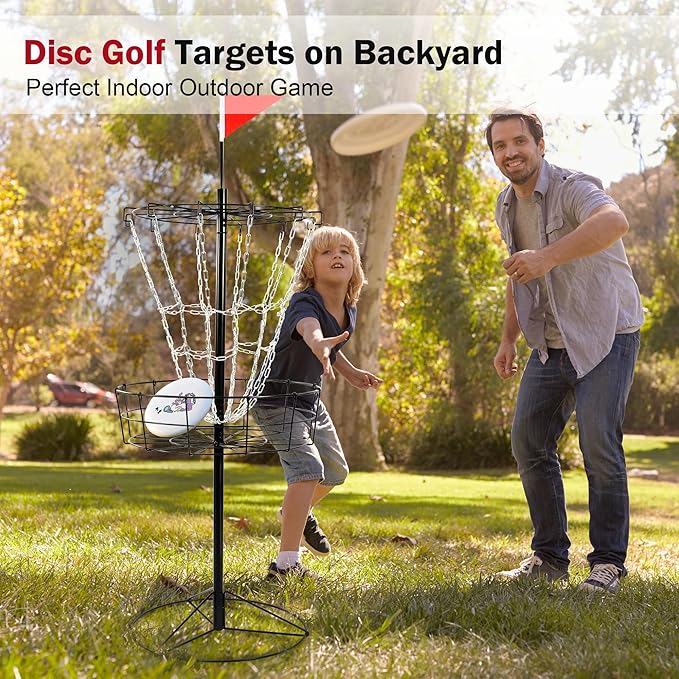 Elevon Disc Golf Targets, 12 Chains Portable Disc Golf Baskets, Metal Flying Disc Golf Practice Goal Baskets