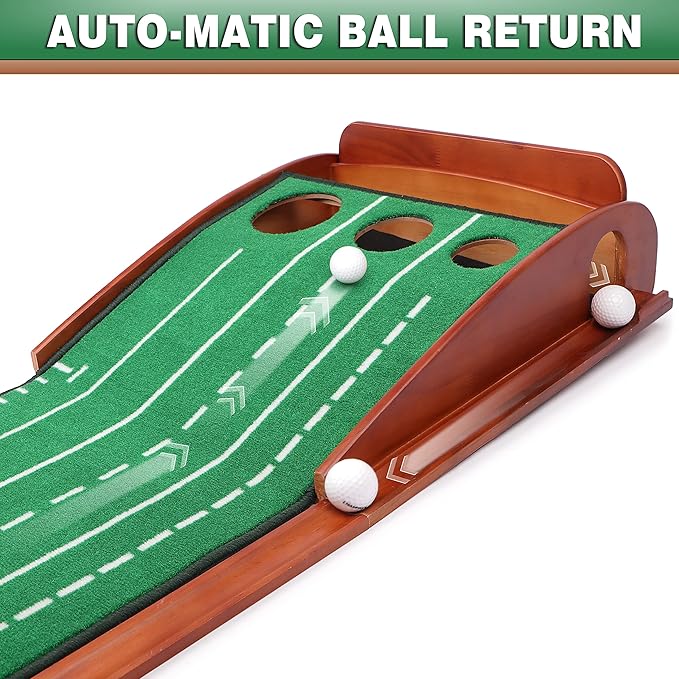 CHAMPKEY Premium Golf Putting Green Indoor with 3 Golf Putting Gates - Improves Putting Accuracy and Skill Levels Golf Putting Mat - Ideal for Indoor and Outdoor Training