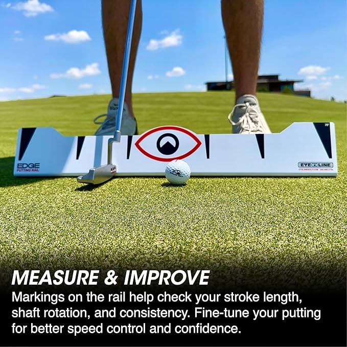 EyeLine Golf Quick Look Mirror and 70 Degree Edge Putting Rail – Compact Golf Training Aid for Putting Stroke with Slight Arc – Use on Indoor Greens or Outdoors