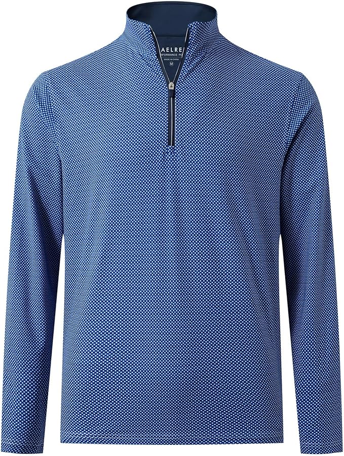 M MAELREG Quarter Zip Golf Pullover Men Dry Fit Long Sleeve Performance Wicking 1/4 Zip Full Print Pullover Mens Sweatshirt