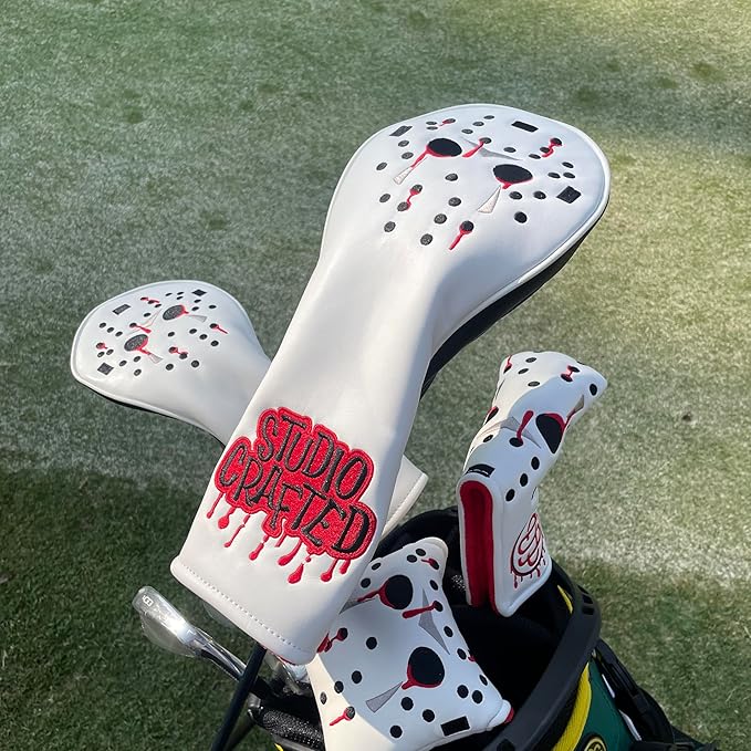 Golf Hack Show Hockey Goalie Mask Driver Fairway Woods Hybrid Rescue Blade Mallet Golf Putter Head Covers