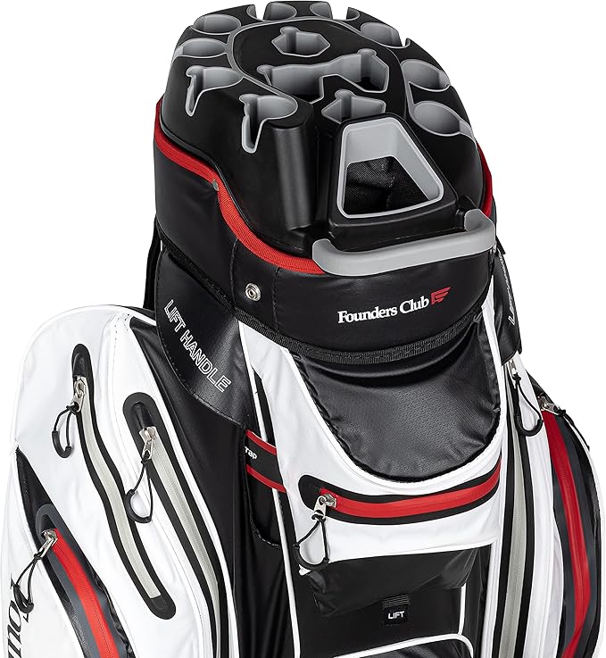 Founders Club Waterproof Club Lock Organizer Cart Bag for Men with Anti Rattle 14 Way Divider Top Full Length Dividers
