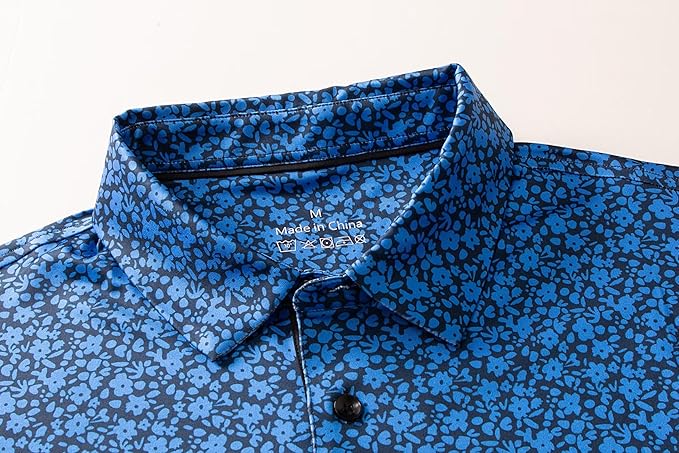 Mens Golf Shirts Quick Dry Moisture Wicking Casual Short Sleeve Performance Athletic Print Collared Stylish Men Polo Shirt