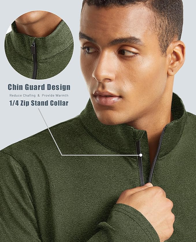 KEFITEVD Men's Quarter Zip Pullover Fleece Lined Long Sleeve Golf Shirt 1/4 Zip Sweatshirts Thermal Winter Sweaters