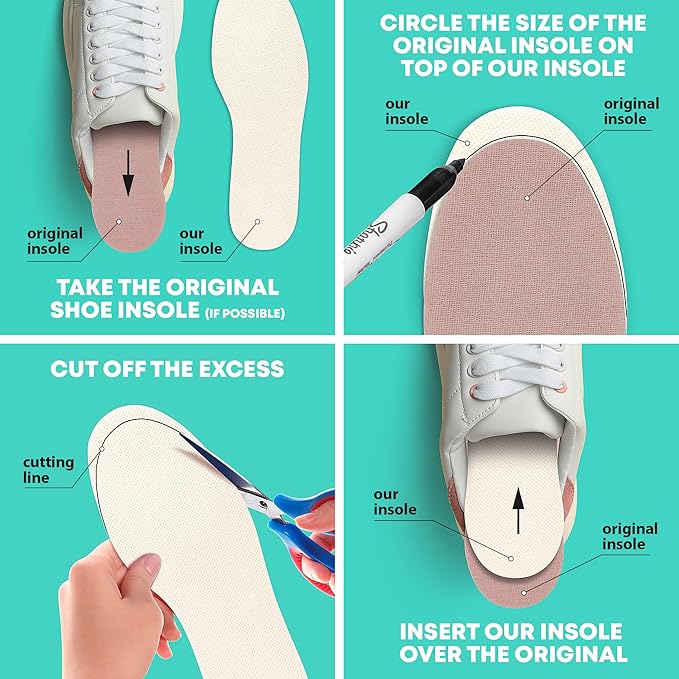 Shoe Filler Insert - Full Length Daily Latex Foam Shoe Inserts, Shoe Insoles for Shoes That are Too Big, 3 Pairs (EU 39, US Women 9 Men 6)