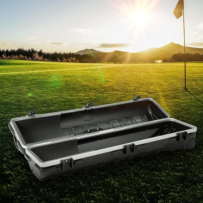 SKB Staff ATA Hard Shell Plastic Golf Travel Case for Cart Bags with Wheels - Heavy-Duty Rolling Club and Driver Carrier for Airline Transport, Impact-Resistant with TSA Locking Latches