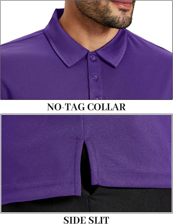 TACVASEN Mens Polo Shirts Short Sleeve Dry Fit Performance Breathable Golf Shirt with Collar Tennis Casual Business Work