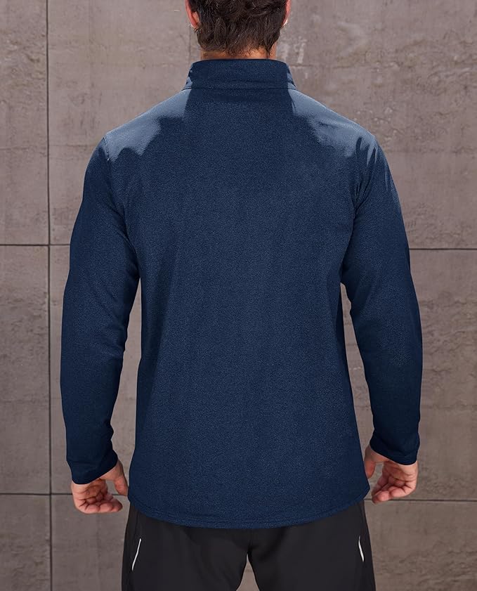 KEFITEVD Men's Quarter Zip Pullover Fleece Lined Long Sleeve Golf Shirt 1/4 Zip Sweatshirts Thermal Winter Sweaters