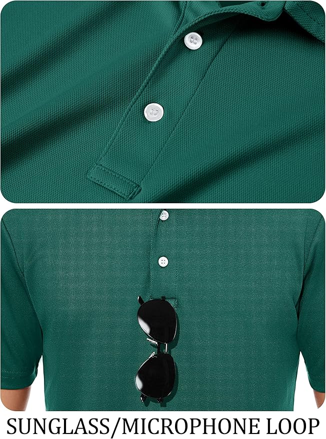 TACVASEN Mens Golf Shirt Dry Fit Mens Polo Shirts Short Sleeve Performance Golf Polos for Men with Collar Work Shirts