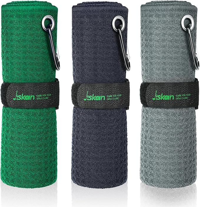 Pro Golf Towel Microfiber Golf Towel for Golf Bags (16" X 16") with Hook, Loop Fastener and Gift Box, Essentials Golf Accessories for Men, Golf Gifts for Men/Women