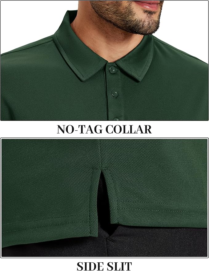 TACVASEN Mens Polo Shirts Short Sleeve Dry Fit Performance Breathable Golf Shirt with Collar Tennis Casual Business Work