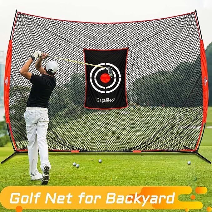Gagalielo Golf Hitting Net：Professional Practice Accuracy with Target Mat Driving Swing Indoor Outdoor Training Backyard Garage Gift for Golfers