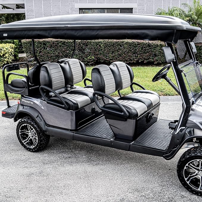 Xtreme Mats ICON Compatible Full Coverage Golf Cart Floor Mats Set (1st & 2nd Row Mats) Fits ICON 4F & 6 Seater Golf Carts - i40F, i40FL, i60, i60L - Grey Trim