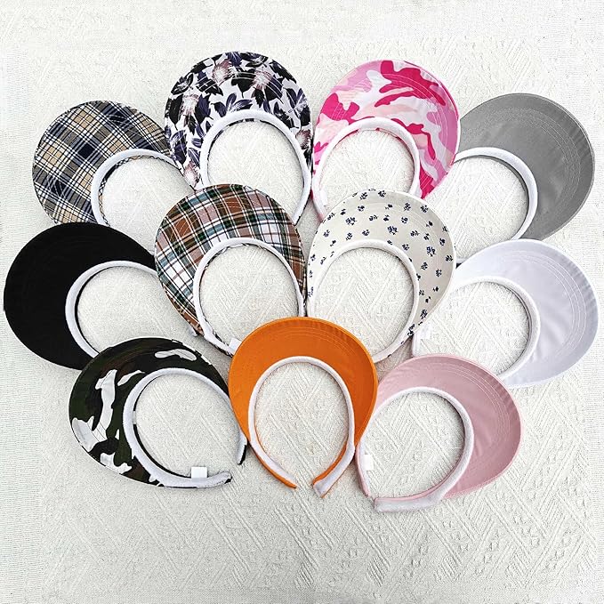 2 Pack Visor Women Men Sun Hat Clip On Visors Adjustable Sport Wide Brim Cap