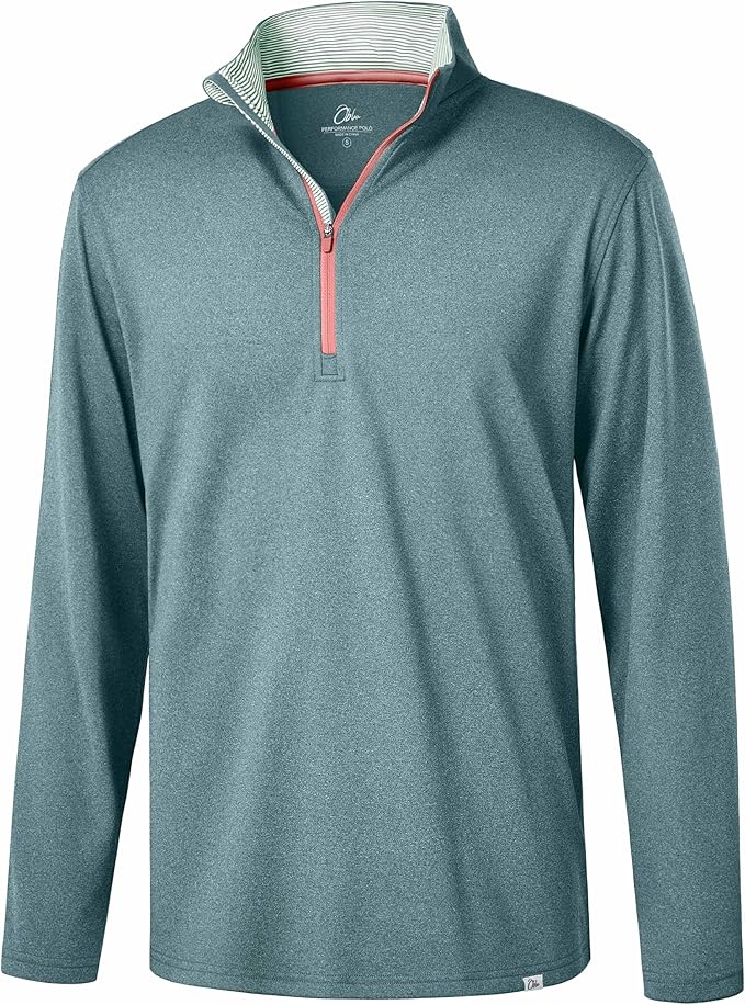 Obla Golf Quarter Zip Pullover Men Fleece Mock Neck Sweatshirt Winter Warm 1/4 Zip Long Sleeve Golf Shirt