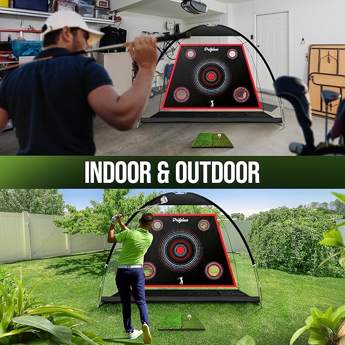 Golf Net – 10x7 ft Practice Net for Backyard Driving, Indoor Hitting Net with Mat, A Great Gift for Golfers or Dad – Golf Training Aid