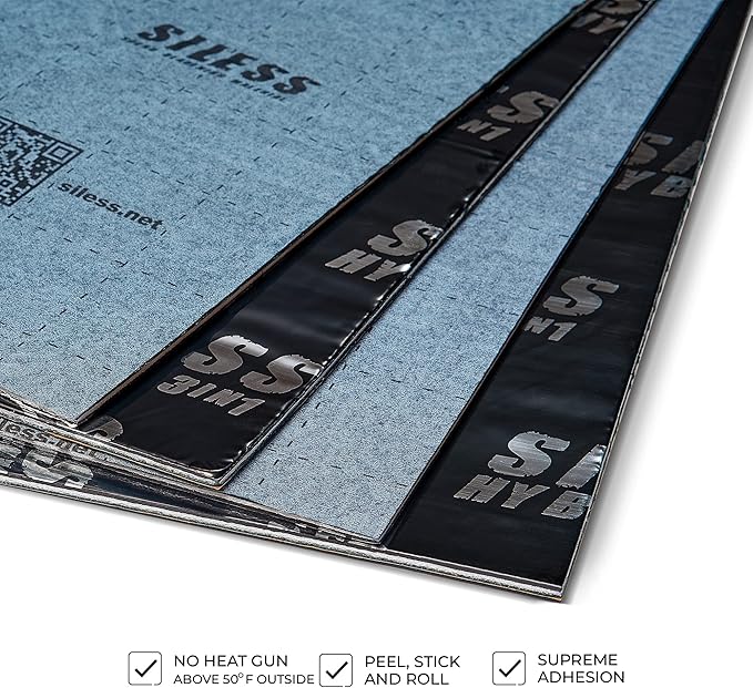 Siless Hybrid 3in1 200 mil 25 sqft Car Sound Deadening mat - Butyl Automotive Sound Deadener - Noise Insulation and Vibration Dampening Material