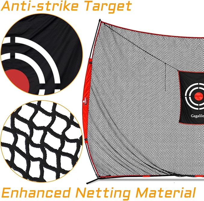Gagalielo Golf Hitting Net：Professional Practice Accuracy with Target Mat Driving Swing Indoor Outdoor Training Backyard Garage Gift for Golfers
