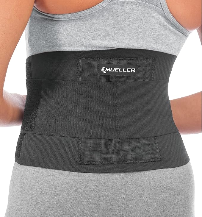 MUELLER Sports Medicine Adjustable Back Brace, Ideal for Upper and Lower Back Pain, Relief & Support for Men and Women, Strains, Sciatica, Scoliosis, Black