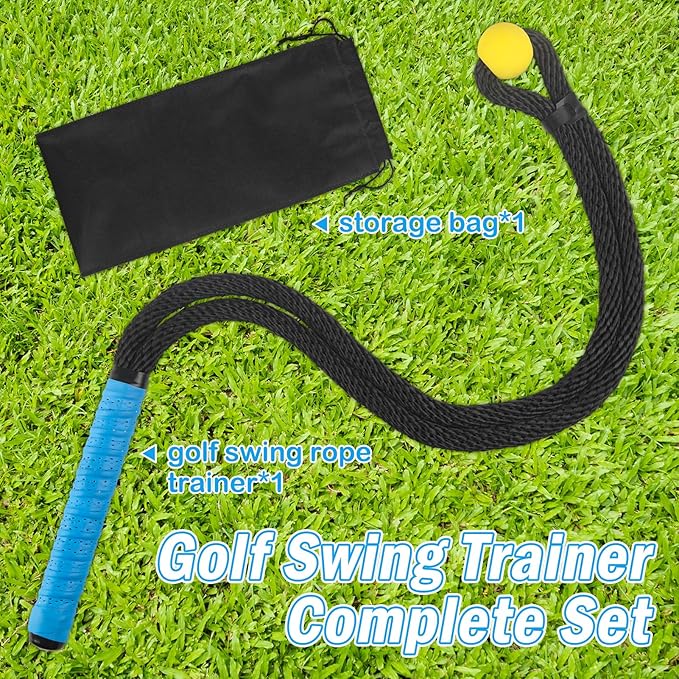 Weighted Premium Golf Rope Swing Trainer, Professional Golf Swing Rope, Warm-Up Training Tempo Aids with Ball and Grip to Improve Speed, Rhythm, Flex & Strength for All-Level Golfers