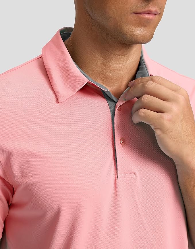 Men's Golf Shirts Dry Fit Moisture Wicking Performance Short Sleeve Collared Polo Shirts for Casual Athletic Business