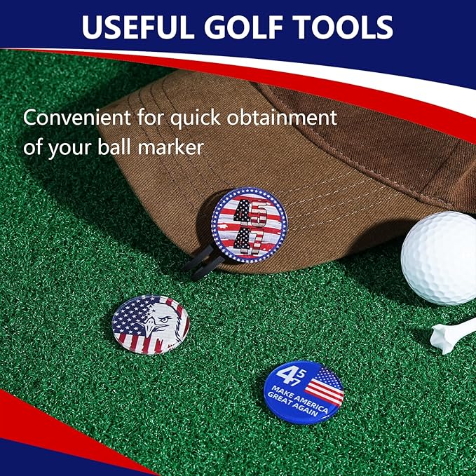 Funny Patriotic Golf Ball Marker with Magnetic Hat Clip - Golf Accessories Golf Gadgets for Golfers Golf Lovers