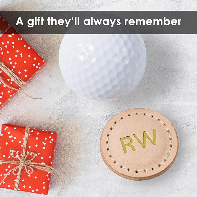 Northwind Personalized Leather Golf Ball Markers (Set of 2) – Monogrammed Full Grain Genuine Leather, Debossed & Handmade in USA – Custom Golf Accessories, Unique Premium Gifts for Men, Dad & Golfers