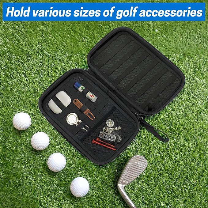 VISEMAN Golf Glove Holder Case, Golf Accessory Case with Detachable Golf Glove Shaper, Portable Golf Hard Case Waterproof for Golf Essentials, Balls, Markers, Tees