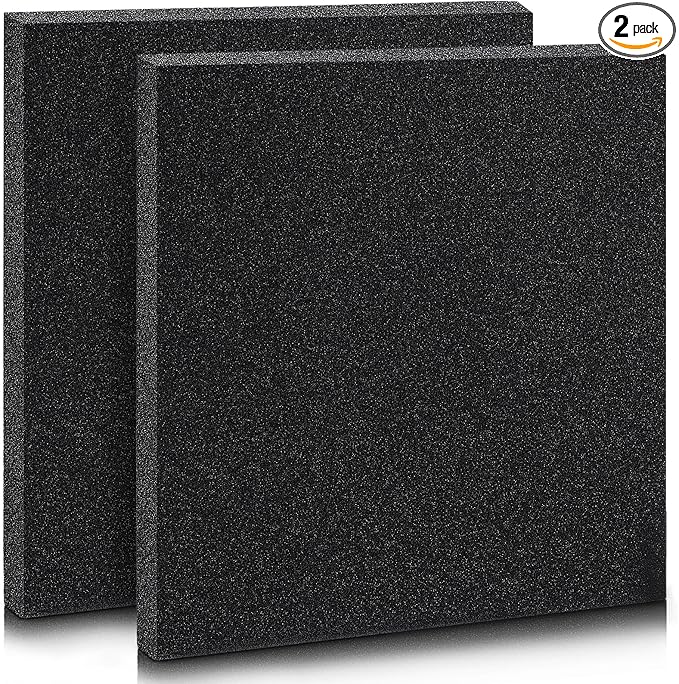 Pangda 2 Pcs Black Foam Pad 12 x 12 x 0.25 Inches Cuttable Polyurethane Foam Sheet, High Density, Non Corrosive, Anti Static Pad for Packing Crafts Cases Toolbox Camera Storage