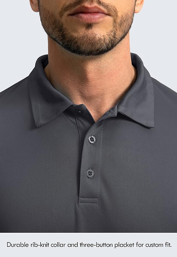 Men's Polo Shirt Long Sleeve Golf Shirts Lightweight UPF 50+ Sun Protection Cool Shirts for Men Work Fishing Outdoor