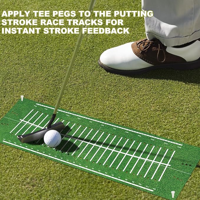 Golf Putting Mats Practice Indoor 30 x 8.27 Inch Golf Putting Practice Training Aid Alignment Track Green Mat Exercise Putter Training Supplies