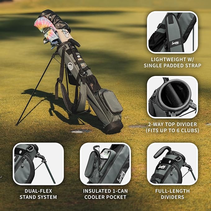The Original Sunday Golf Loma Bag – Lightweight Golf Bag with Strap & Stand, Easy to Carry Pitch n Putt Stand Bag for Driving Range, Par 3 & Executive Courses, 31 Inches
