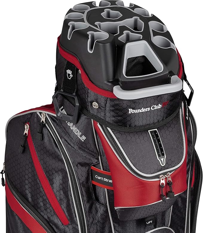 Founders Club 3rd Generation Club Lock Organizer Golf Cart Bag with 14 Way Anti Rattle Divider Top- Free Snap On Rain Hood-Full Length Dividers