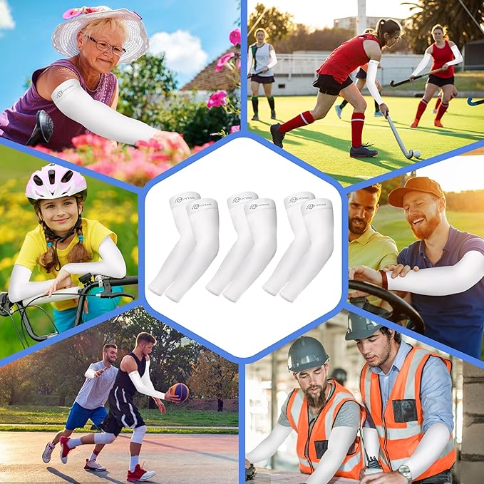 BHYTAKI UV Sun Protection Arm Sleeves, UPF 50 Sports Cooling Arm Compression Sleeves for Men Women Teenager
