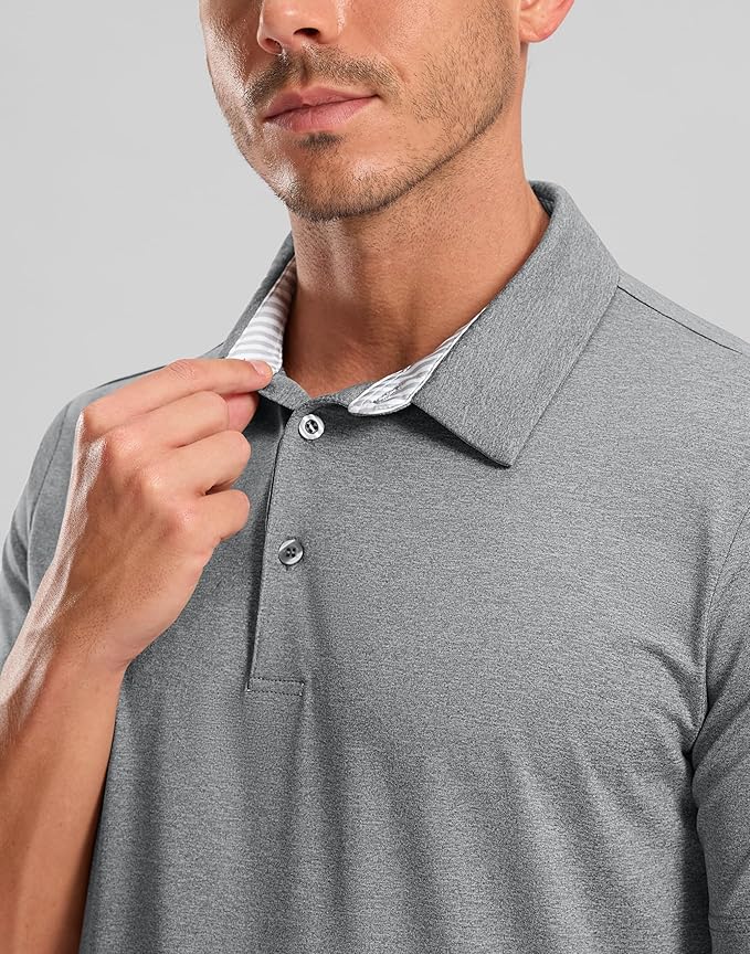 Golf Shirts Heather Polo Short Sleeve Dry Fit Lightweight Moisture Wicking Collared Shirts Casual Athletic Business