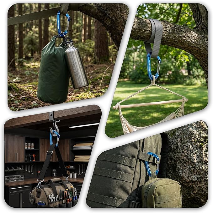 FresKaro 15kN-3372lbs Heavy Duty Wiregate Carabiners, Reliable Time-Tested Stainless Steel Spring Gate, for Camping, Hiking, Hammocks, Backpacking, Dog Leash etc., 3.15inch