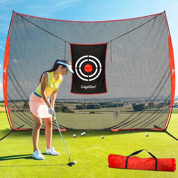 Gagalielo Golf Hitting Net：Professional Practice Accuracy with Target Mat Driving Swing Indoor Outdoor Training Backyard Garage Gift for Golfers