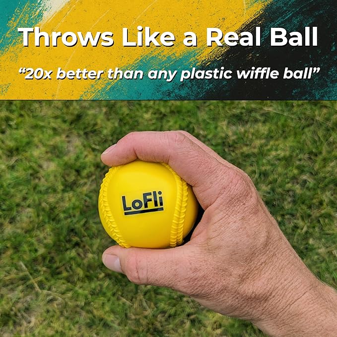 LoFli Limited-Flight Training Baseballs - Regulation Size & Weight, Soft, Safe & Durable - Indoor & Outdoor Practice for Kids & Adults – 6 Pack – Yellow