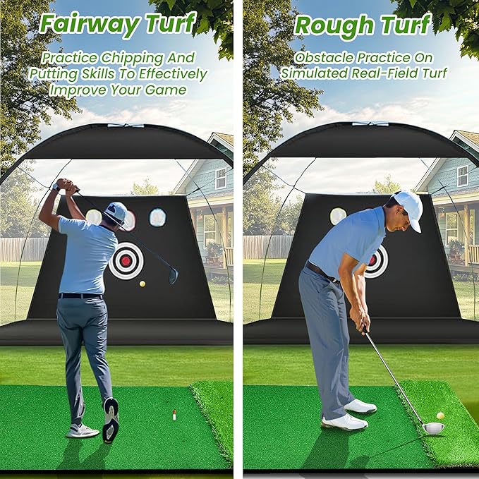 Premium Dual-Turf Golf Mats Practice Outdoor Indoor, 5x4 ft Golf Hitting Mat, Golf Training Swing Chipping Mat, Golf Practice Mat Gifts for Men Boy