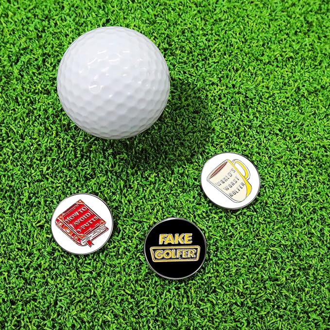 FINGER TEN Golf Ball Marker with Hat Clip Markers Assorted Patterns Value Gift Set Mark Golf Divot Tool Accessories for Men Women Kids